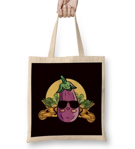 Funny Eggplant Gardener Vegetables Planting Gardening Nature Bez Çanta Uzun Saplı