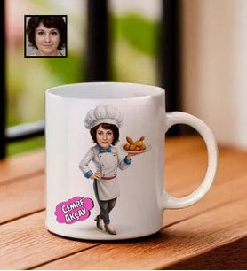 İsme Özel Karikatürlü Aşçı Temalı Kupa Bardak