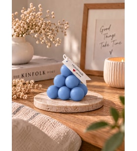 Mumelia Prizma Bubble - Doğal Soya Blok Dekoratif Mum - Mavi