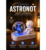 Dönen Kristal Küre Astronot Gece Lambası LED Dekoratif Masa Lambası Uzay Temalı