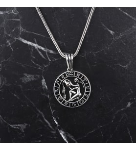 Glorria Gümüş Erkek Kova Burcu Kolye