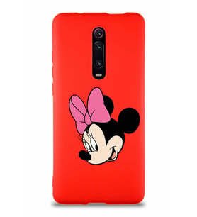 Xiaomi Redmi K20 Soft Premier Kapak Minnie Mouse-B Tasarımlı Silikon Kılıf - Kırmızı (Şeffaf)