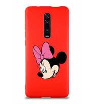 Xiaomi Redmi K20 Soft Premier Kapak Minnie Mouse-B Tasarımlı Silikon Kılıf - Kırmızı (Şeffaf)