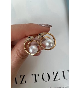 PEARLY SNAKE ( ALTIN KAPLAMA KÜPE ) (Altın)