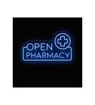 OPEN PHARMACY Yazılı ve Şekilli Neon Tabela