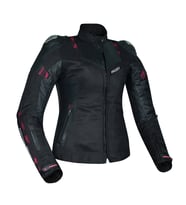 Motosiklet Kadın Montu Full Korumalı 4 Mevsim Deri ve Maxdura Kumaş Mont Black