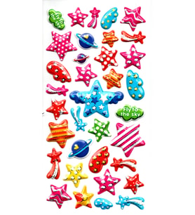 Sticker Kabartmalı Stiker Defter, Planlayıcı Etiket (limlra-015) - 17X9 cm Parti Yıldızları