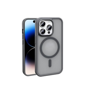 Apple iPhone 14 Pro Uyumlu Kılıf M-safe Şarj Özellikli Mat Arka Yüzey Zore Sio Kapak (Gri)