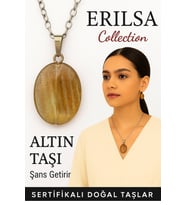 Sertifikalı Oval Model Altın Taşı Kolye (Gold Stone) – Işıltılı Enerji, Cesaret ve Hedef Odaklılık (Çok Renkli)