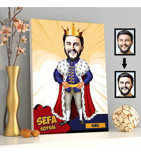 Kral Karikatürlü Kanvas Tablo
