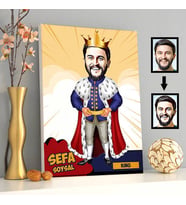 Kral Karikatürlü Kanvas Tablo