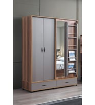 Defne Sürgülü Gardırop Aynalı Çekmeceli 150x60x200