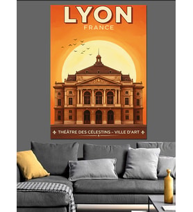 Lyon Şehri Fransız Posteri Dekoratif Kanvas - Mdf Ahşap Tablo