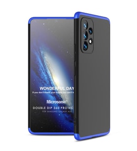 Microsonic Samsung Galaxy A53 5G Kılıf Double Dip 360 Protective Siyah Mavi (Siyah-Mavi)