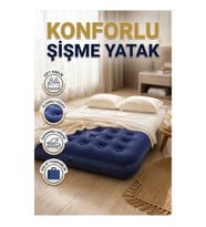Çift Kişilik Flokeli Şişme Hava Yatağı Dayanıklı Vinil Gövde Kamp ve Misafir Kullanımı