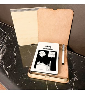 Psikolog Ahşap Kutulu Defter Kalem Set 001