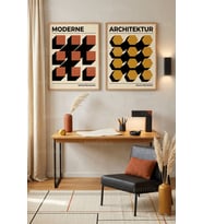 Minimalist Geometri 2'li Ahşap Çerçeveli Tablo Seti