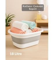 18 Litre Katlanır Silikon Çamaşır Sepeti – Akordiyon Tasarım, Pratik ve Yer Tasarruflu