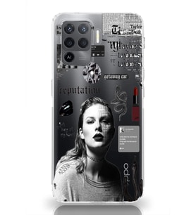Oppo Reno 5 Lite Uyumlu Taylor Swift Desenli Şeffaf Telefon Kılıfı