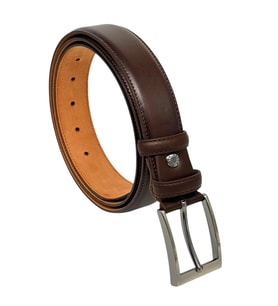 Koyu Kahverengi Hakiki Deri Düz Renk Dikişli Model 3.5 cm. Genişlikli Klasik Kemer // XD-219-DKSL-ST (Kahverengi Koyu)