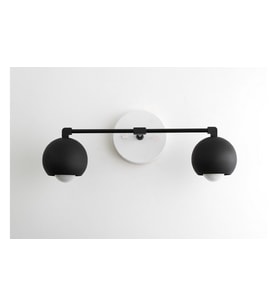 RİOLİGHT RETRO,RUSTİK,MODERN 2XE27 DUYLU GLOP METAL AYNA ÜSTÜ DUVAR APLİK (Siyah - Beyaz)