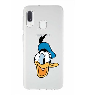 Samsung Galaxy A20e   Kapak Donald Duck Tasarımlı Şeffaf Silikon Kılıf