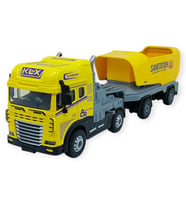 Metal Tır 1:24 - Sesli Işıklı Taşıyıcı Dorseli Tır 30 cm - Sarı