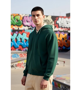 Erkek Kapüşonlu Düşük Kol Fermuarlı Oversize Kalıp Sweatshirt Fonksiyonel Dayanıklı Modern