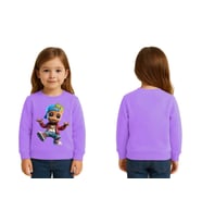 Unisex Groot Baskılı Çocuk Swaetshirt 3 İplik Şardonlu (Lila)