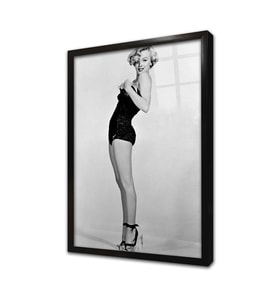 Siyah Beyaz Marilyn Monroe Çerçeveli Cam Tablo