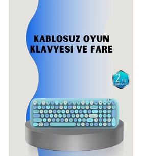 Retro Tarz Kablosuz Klavye Mouse Seti – 104 Tuşlu, Ergonomik Tasarım