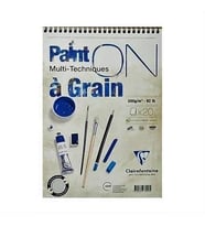 Clairefontaine Paint'On Çok Amaçlı Çizim Blok A5 Üstten Spiralli 200 gr. 20 Yaprak 