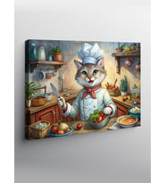 Kanvas Tablo Aşçı Kedi