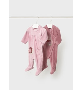 Mayoral Newborn Kız Bebek 2Li Kadife Tulum Pembe