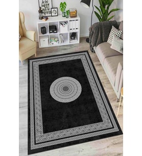 Siyah Çerçeveli Kaymaz Taban Makinede Yıkanabilir Halı AR839 - 100 x 160 cm