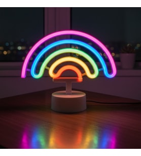 Plastik Gökkuşağı Neon LED Işık – Dekoratif Renkli Masaüstü ve Ambiyans Aydınlatması (4490) (Çok Renkli)