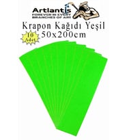 Renkli Krapon Kağıdı 50x200 cm 10 Adet Renkli Grapon Kağıdı Okul Sınıf Etkinlik Kreş Okul Öncesi Kırapon Grafon (Yeşil)