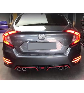 HONDA CİVİC FC5 4 EGZOZ KIRMIZI ŞERİTLİ DİFÜZÖR