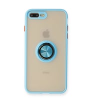 Apple İphone 7 Plus Kılıf Montreal Yüzüklü Silikon Kapak - Buz Mavi