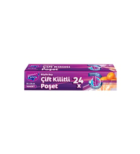 10'lu Çift Kilitli Buzdolabı Poşeti Büyük Boy 26 x 28 cm 24'lü Paket