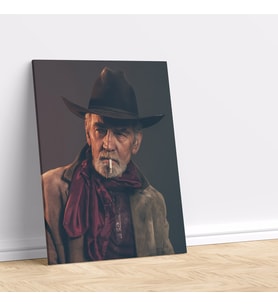 Kovboy Temalı Yaşlı Adam Kanvas Tablo 