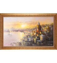 EV İŞYERİ OFİS İÇİN ALTIN ÇERÇEVELİ PASPARTULU TABLO VB654