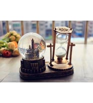 Paris Eyfel Kulesi Işıklı Kar Küreli Kum Saati Hediyelik Eyfel Retro Cam Küre Kum Saati