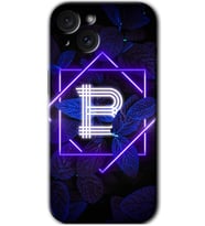 İphone 15 Plus Kılıf HD Desen Baskılı Kılıf - Dark Neon Yaprak B Harfi