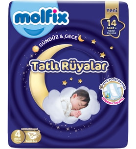 Molfix Tatlı Rüyalar Bebek Bezi 4 Beden 7-14 KG Maxi 76 Adet Fırsat Pk