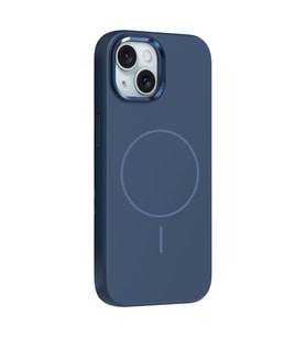 Apple iPhone 14 Uyumlu Kılıf M-Safe Şarj Özellikli Metal Kamera Çerçeveli Zore Edi Silikon Kapak (Lacivert)