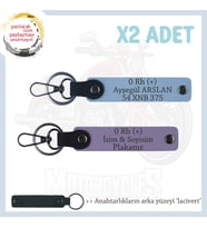 Motorcu Dostlar İçin İsim Plaka ve 0 Rh (+) Kan Grubu Yazılı 2'li Anahtarlık Set, Mor-K Kahve-Laci (Çok Renkli)
