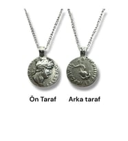 Aelius Caesar Figürlü Roma Para (Sikke) Kolye - Çift Taraflı – 1 Adet – 60 cm Zincirl Metal Kolye (Gümüş)