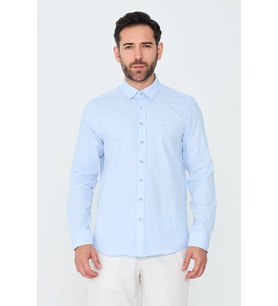 Mavi %100 Pamuk Regular Fit Erkek Uzun Kollu Gömlek