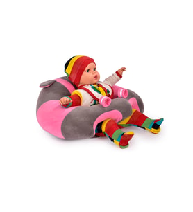 TOKKO Bebek Bebe Yatmaz Oturma Destek Minderi - Bebek Koltuğu - Büyük Bebek Oturağı Bebeyatmaz (Gri - Pembe)
